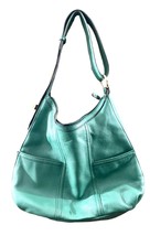 Tignanello Pebbled Leather bag With Gold Hardware Green Handbag - £54.13 GBP