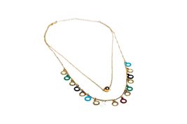 Charming Charlie 2-Layered Gold-Plated Necklace - Elevate Your Elegance with Cab - £10.40 GBP