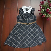 Janie and Jack Plaid Sleeveless belted Dress Ruffle Girls Size 5 collare... - $368.58 MXN