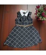Janie and Jack Plaid Sleeveless belted Dress Ruffle Girls Size 5 collare... - $364.70 MXN