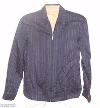 Emanuel Ungaro Black blue Striped Linen blend light weight jacket Misses... - $19.79