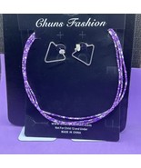 Chuns Fashion Purple Bead and Silver Tone Earring and Necklace Set - $17.58 CAD