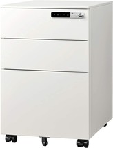 DEVAISE 3-Drawer Mobile File Cabinet with Smart Lock, Pre-Assembled Steel - £166.66 GBP