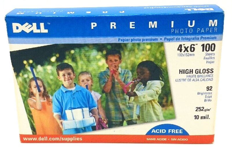 Dell Premium Photo Paper 4"x6" 100 Sheets High Gloss 10 mil. New Sealed - $9.89
