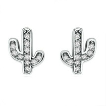 Fai Europeo Argento Sterling Rinfrescante Cactus Orecchini con Zirconia Cubica - £42.93 GBP