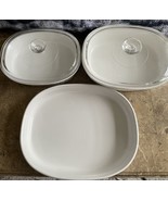 Corning Ware French White Set:F-4-B 2.5L Dish No Lid &amp; F-12-B 1.8 L, F-2... - $74.80