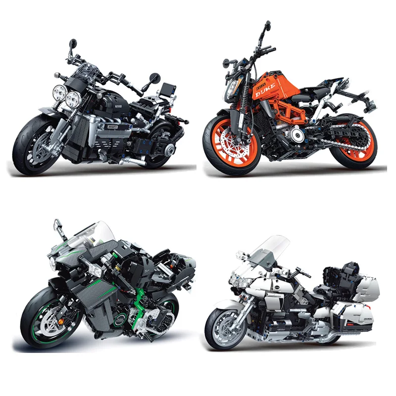 MOC Building Blocks Motorcycle Kits Sets Model Bricks Sets City Racing M... - $46.98+
