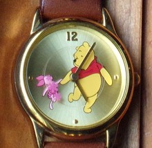 Disney Ladies Winnie Pooh Watch! Piglet Too! Beautiful! Gold Charms on leather B - £121.47 GBP