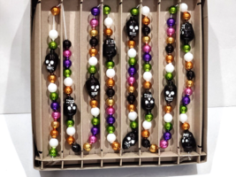 Christopher Radko Shiny Brite Halloween Skull Glass Garland Purple Pink NIB - $49.99