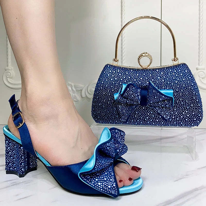 Fashionable Top Luxury Round Toe Bowtie Bright Diamond Summer Women's High Heels Item image 3