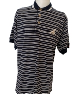 Cutter &amp; Buck Men&#39;s Striped Polo Shirt Black/White Size M Eagle Ridge Logo - £7.38 GBP