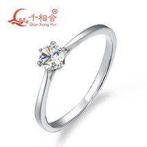 925 sterling silver moissanite ring 4mm round DF color stone 6claws ring for wed - £26.80 GBP