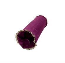 Vintage Bolster Pillow, High Quality Purple Velvet, Pipping, High Quality 6x16&quot; - £40.57 GBP