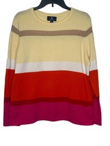 Lands &#39;End Women&#39;s Sweater 100% Cashmere Stripe Crewneck Multicolor Larg... - $34.64