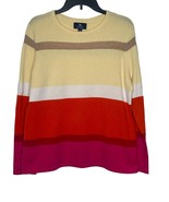 Lands &#39;End Women&#39;s Sweater 100% Cashmere Stripe Crewneck Multicolor Larg... - £27.75 GBP