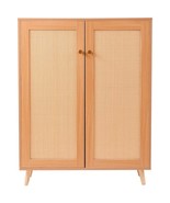 Rattan Shoe Cabinet, 5 Tiers Shoe Storage Organizer with 2 Doors and Adj... - $189.51