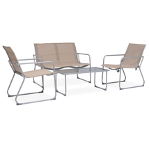 Outdoor Garden Patio 4 Piece Taupe Lounge Furniture Set With Chairs Sofa... - £143.07 GBP