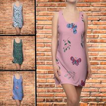 Multicolor Cute Floral and Buterflies Racerback Short Dress Beach - $39.99+