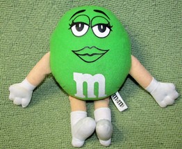 M&amp;M Green Girl Plush 9&quot; M&amp;Ms Character Stuffed Animal Toy 2017 White Gloves Boot - £7.21 GBP