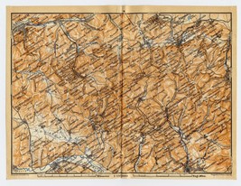 1910 Original Antique Map Of Thuringian Forest Western Part / Germany - £13.66 GBP
