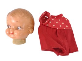 Vintage Ideal Toys 1950s Campbell Soup Kid Girl Doll Head Part &amp; Red Outfit - £15.46 GBP