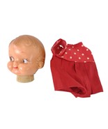 Vintage Ideal Toys 1950s Campbell Soup Kid Girl Doll Head Part &amp; Red Outfit - £14.46 GBP