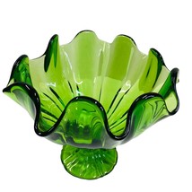 LE Smith Green Glass Vase Simplicity Peacock Pedestal Dish Compote Candy... - £31.84 GBP