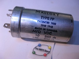 Electrolytic Capacitor 2 sect 10,150uF 350,200VDC Mallory Type FP 124495... - $9.49