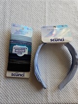 Scunci U Got This Hair Headband BLUE &amp; WHITE Stripes &amp; 30 No Damage Elas... - £9.43 GBP