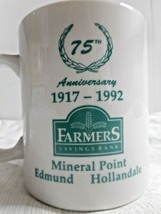 Farmers Savings Bank 75th Anniv Mug Cup 1917-1992 Edmund Holandale Miner... - $19.99