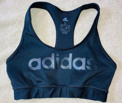 Adidas Sports Bra Sz Small Black Racerback Climalite Form Fitting - $10.88