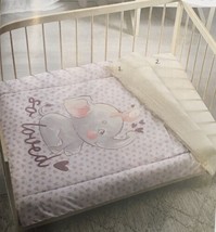 CUTE ELEPHANT BABY GIRLS CRIB BEDDING NURSERY SET 3 PCS 100% MICROFIBER - $2,072.88 MXN
