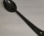 Vintage Graniteware Dark Blue / Black 12&quot; Serving Spoon White Specks - F... - $15.81
