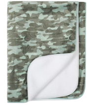 Just Born Green Camo Camouflage White Sherpa Baby Blanket Security Lovey NEW - $49.49
