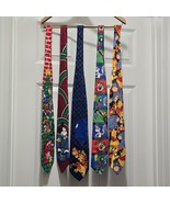 VTG Lot of 5 Disney Neck Ties Mickey Mouse Pooh Looney Tunes 56-58&quot; Length - $47.54