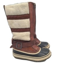 Sorel Helen Of Tundra II Brown Leather Zip Up Tall Winter Snow Boots Size 7 - $59.35