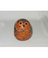 Hand Painted Etched Round Gourd Owl Bird Figurine Vtg Sm Ornament Peru F... - £23.67 GBP