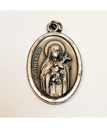 Vintage Silver Tone Saint Theresa Pendant Charm Italy Pray For Us All 1&quot; - $27.15 CAD