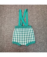 Cat and Jack Shorts Boys 18 Months Green White Gingham Check Suspenders ... - $18.99