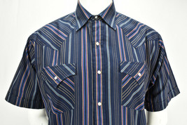 Plains Western Wear Mens Large S/S Pearl Snap Multicolor Striped Western Shirt - $29.65