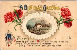 Vtg Postcard Winsch Antique Birthday Greetings Flowers, Embossed, Postmark 1912 - £5.42 GBP