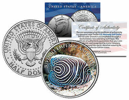 JUVENILE EMPEROR ANGELFISH *Fish Series* JFK Half Dollar US Colorized Coin - $224.81 MXN