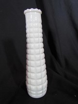 Vintage White Pressed Milk Glass Bud Vase Square 8.5 &quot; Tall  - $18.99