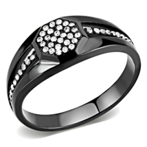 DA282 Stainless Steel Ring with AAA CZ Center Stone Black IP Finish 10mm - $27.99