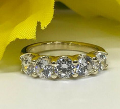 2.00 Ct Round 5 Stone Diamond Anniversary Wedding Band Ring 14k Yellow Gold Over - £84.30 GBP