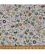 Cotton Recycling Awareness Eco Friendly Trees Fabric Print by the Yard D... - £25.17 GBP