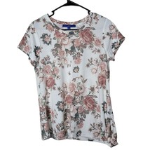 Apt 9 Rose Tee Shirt Tie Waist Floral Flower Pink Blush Womens Medium Soft - £6.76 GBP