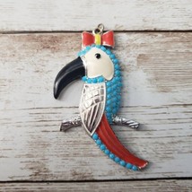 Vintage Pendant Large Blue Parrot with Bow (No Chain Included) - $16.99