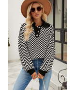 Striped Collared Neck Buttoned Pullover Sweater - $92.60 CAD