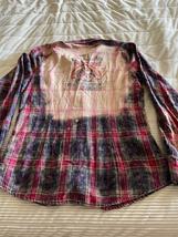 Maurices Plaid Bleached Womens Boho Grunge Reworked &quot;Rainbow novelty&quot; Shirt - XL - £19.87 GBP